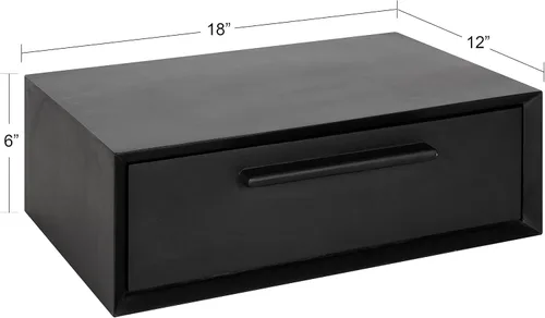 Vista 4 de Kate and Laurel McCutcheon - Estante flotante de madera para almacenamiento, 18 x 12 x 6 pulgadas, color negro; mesita de noche flotante decorativa