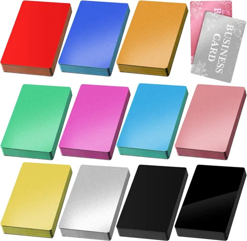 Vista 8 de Thenshop 550 tarjetas de visita de metal grabadas placas de aluminio para manualidades, hojas de metal multiusos para manualidades, tarjetas de Negro