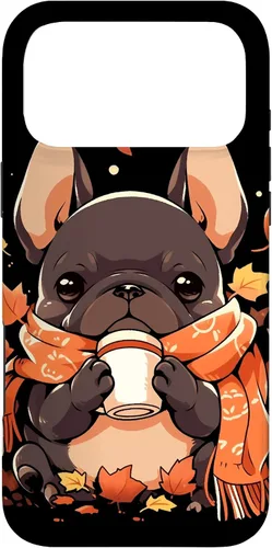 Vista 22 de French Bulldog Fall Autumn Pumpkin Spice Latte Frenchie Dog Case for iPhone 17