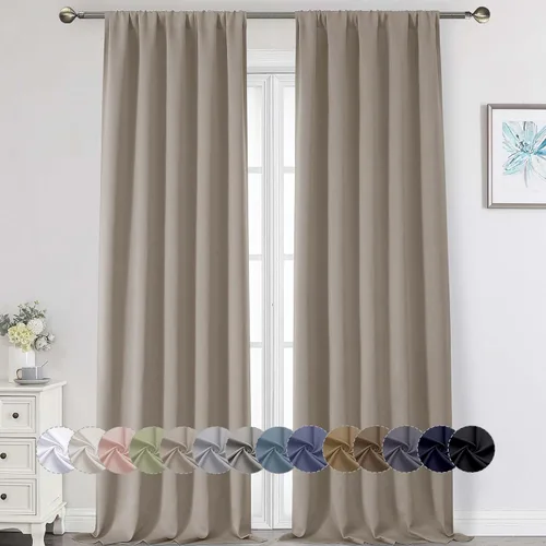 Vista 37 de Cortinas opacas para dormitorio, sala de estar, juego de 2 paneles de 54 pulgadas de largo, cortinas de oscurecimiento de habitación con aislamiento