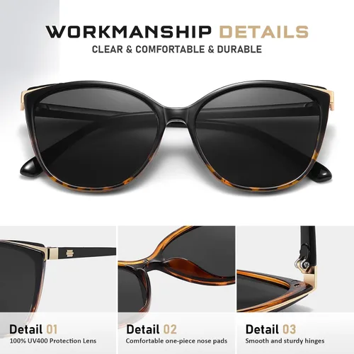 Vista 8 de Gafas de sol de moda ojo de gato para las mujeres moda Cateye UV400 protección gafas CL22017