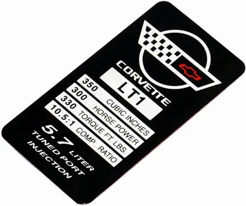 Vista 5 de 1 pieza C4 Corvette 1992 LT1 Sopa Motor ID Spec Metal Data Plate Consoler Emblema 3D Placa de identificación de repuesto para Corvette