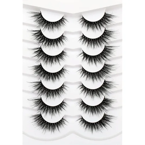 Vista 81 de Pooplunch - Pestañas postizas estilo ojo de gato, extensión de volumen 8D natural, finas, cortas, de visón sintético, tiras de pestañas postizas