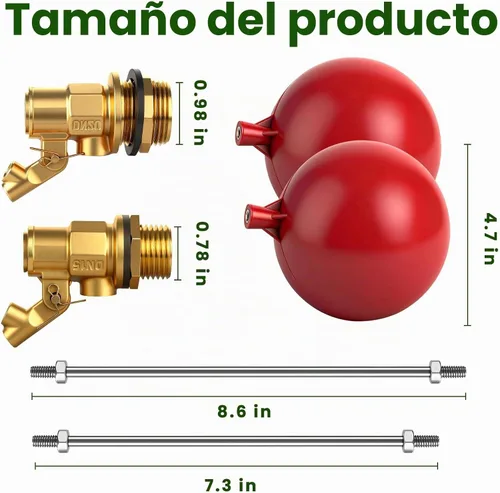Vista 2 de Válvula de flotador de acero inoxidable para tanque de agua, válvula automática de control de nivel de agua con varilla ajustable, válvula
