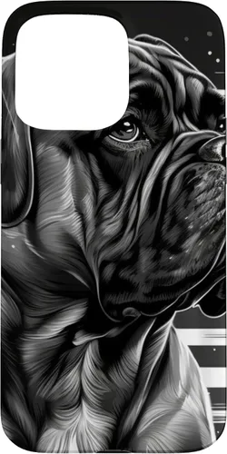 Vista 28 de iPhone 16 Bullmastiff Dog Black And White American Flag Bullmastiff Case