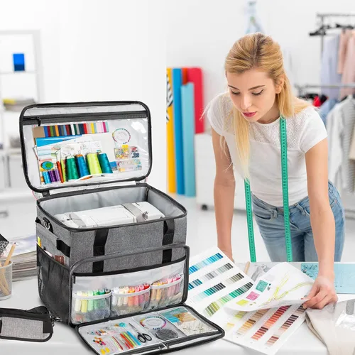 Vista 5 de BAGSFY Estuche grande para transportar máquina de coser, bolsa para máquina de coser, bolsa de viaje compatible con Brother, Singer, Bernina