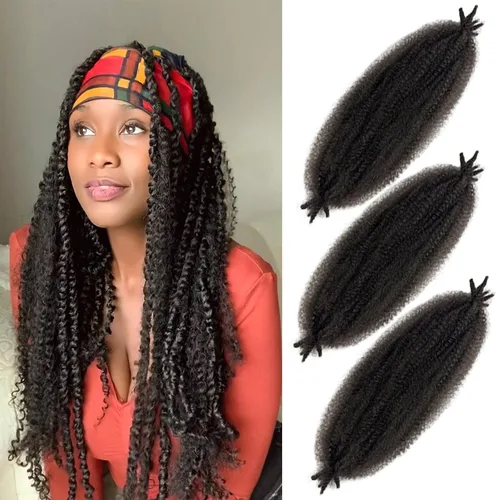 Vista 42 de Extensiones de cabello trenzado con resorte Marley Twist de 8 pulgadas, paquete de 8 para niños, cabello rizado y trenzado kinky, locs suaves
