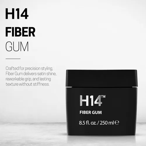 Vista 2 de H14 Goma de mascar de fibra para hombre, 3.38 onzas / 3.4 fl oz, crema de peinado de fijación media con cera de abeja y almidón de maíz, fibra