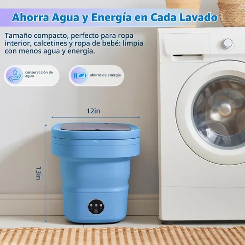 Vista 3 de Lavandería portátil, lavadora y secadora plegable de 16 litros con 3 modos de limpieza profunda, adecuada para ropa pequeña, mini máquina