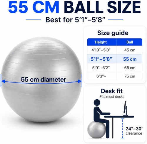 Vista 3 de Amber Fight Gear Pelota ISO de fitness para fuerza central, equilibrio y estabilidad, pelota de ejercicio antiestallido para yoga, pilates y terapia