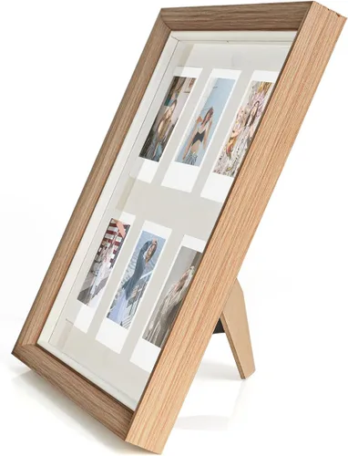 Vista 9 de MUZIRI KINOKOO Instax Mini - Marco de fotos cuadrado (10.8 x 10.8 in) de madera maciza para fotos de 3 pulgadas (2 x 3) para fotos de cámara Fuji