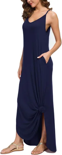 Vista 4 de GRECERELLE Vestido de verano para mujer, casual, holgado, para playa, vestido largo con bolsillo