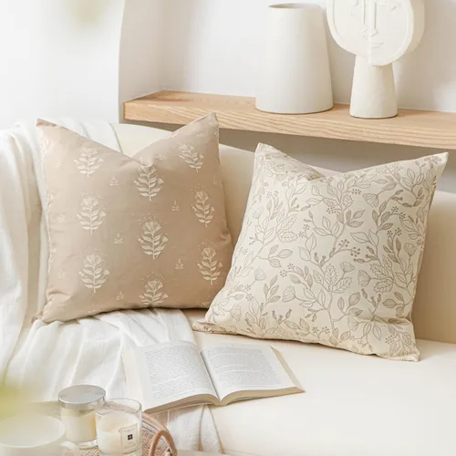 Vista 17 de SageSelvas Fundas de almohada decorativas florales de 18 x 18 pulgadas, juego de 2, fundas de almohada de estilo rústico costero azul para sofá