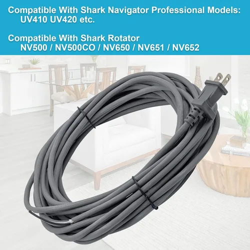 Vista 6 de Cable de alimentación para aspiradora de 36 pies de repuesto para Shark Navigator Lift-Away Pro NV355 NV355CS NV356 NV356E NV356K NV356KCS NV357