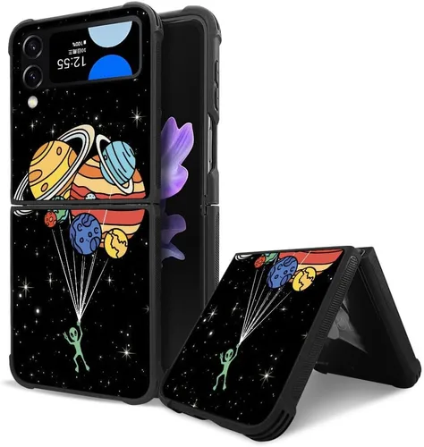 Vista 33 de Funda compatible con Samsung Galaxy Z Fold 2 5G, sistema solar de globo alienígena, diseño de patrón increíble, a prueba de golpes, antiarañazos