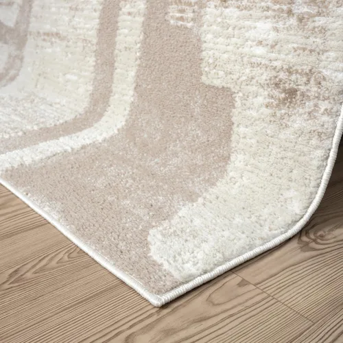 Vista 8 de Abani Alfombra color crema para sala de estar, dormitorio, patrón de bloques, 2 x 3 pies, duradera y fácil de limpiar
