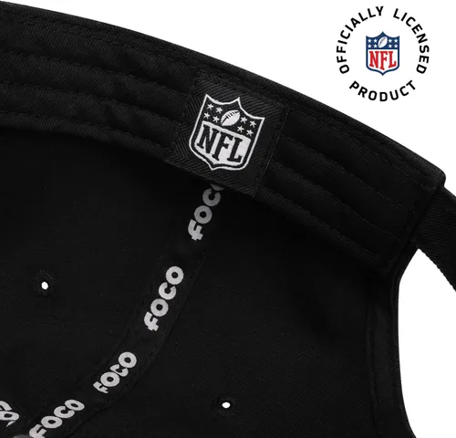 Vista 5 de FOCO NFL Gorras y Gorras Casuales para Hombres con Logotipo de Equipo de la NFL, Negro y Blanco