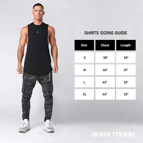 Vista 5 de Born Tough Camiseta sin mangas de entrenamiento de gran tamaño para hombre y corte atlético, para gimnasio, para entrenamiento, culturismo y correr