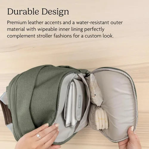 Vista 5 de UPPAbaby Mochila cambiador - Bolsillo para botella y portátil, funda para carrito - Ada Ada-sand Melange Cuero Castaño