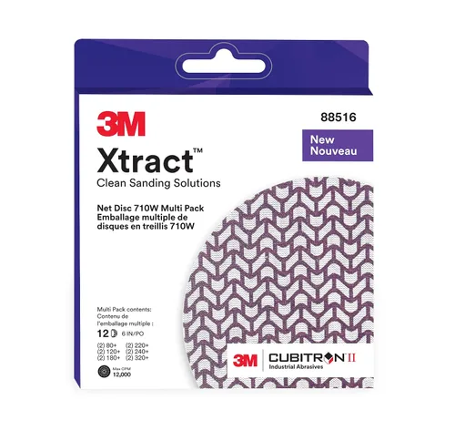Vista 23 de 3M Xtract Net Disc 710W, 120+, 3 pulgadas, Die 300V, paquete de 50 discos de lijado con gancho y bucle, prácticamente libre de polvo, opción premium