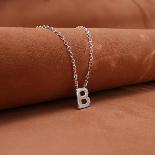 Vista 5 de Collares con iniciales para mujer, delicado collar de letra plateada con nombre personalizado con monograma, collar simple y lindo con inicial