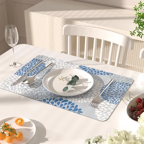 Vista 6 de QiyI - Juego de 4 manteles individuales de piel sintética de 12 x 18 pulgadas para cocina y comedor, resistentes al calor, antideslizantes