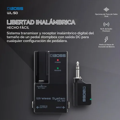 Vista 3 de BOSS WL-50 Sistema de instrumentos inalámbricos de tamaño de pedal Sistema inalámbrico Plug and Play para cualquier configuración de pedalera