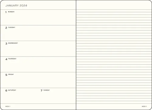 Vista 3 de LEUCHTTURM1917 - Agenda semanal y cuaderno de 18 meses mediano A5, julio de 2023 - diciembre de 2024, inglés, tapa dura, negro