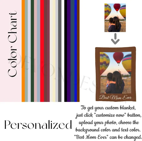 Vista 2 de Manta de fotos personalizada, manta personalizada para mamá con foto y texto, manta de franela suave personalizada para regalo para el día