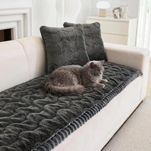 Vista 13 de JIAN YA NA Funda para Sofá Seccional, Divertida Funda de Chenilla Difusa para Sofá, Protector de Muebles Antideslizante para Mascotas y Niños, Sofá