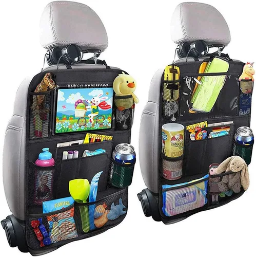 Vista 8 de Tianle Organizador de coche para asiento trasero – Organizador de coche premium con soporte de mesa de 10 pulgadas, 9 bolsillos, artículos