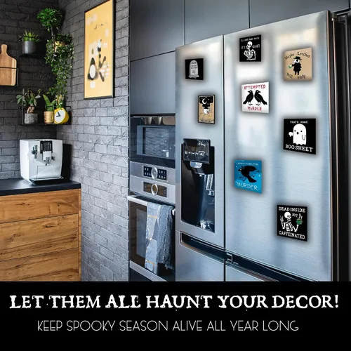 Vista 5 de Imán de esqueleto con texto en inglés "I'll Just Wait Until It's Quiet" – Decoración gótica humorística para el hogar y la oficina, apartamento
