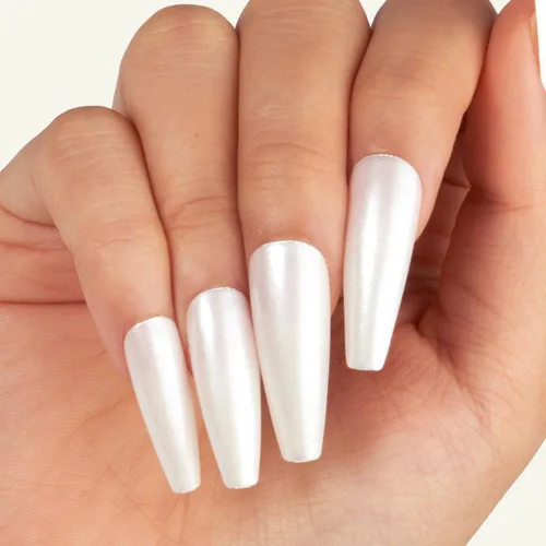 Vista 4 de Gold Finger 24 piezas de uñas postizas festivas – Uñas falsas de ataúd cuadrado, ovaladas, con punta francesa de Navidad, larga duración
