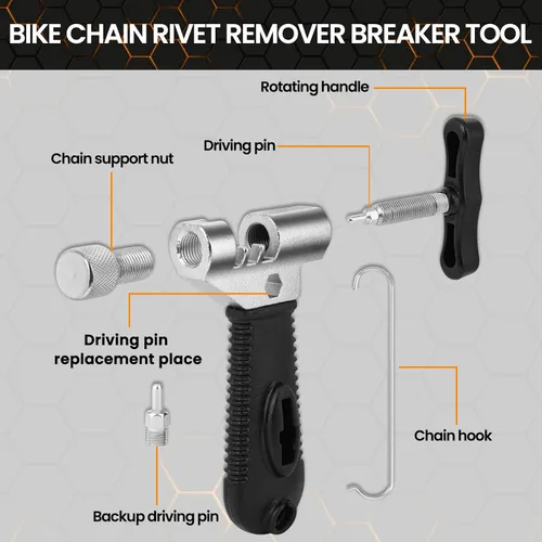 Vista 2 de Conjunto de herramientas de reparación de cadena de bicicleta Oumers, herramienta de rotura de cadena de bicicleta, alicates de eslabón maestro