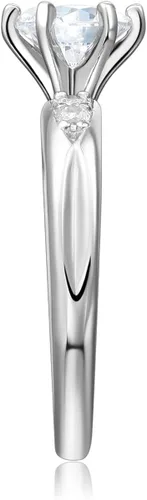Vista 4 de Wellingsale - Anillo de compromiso de plata de ley 925 y alianza de boda, 2 piezas, tamaño 8