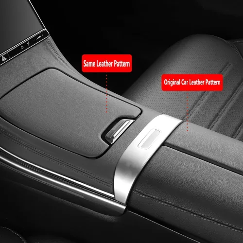 Vista 4 de Pegatina de cuero para panel de consola central, cubierta de panel de palanca de cambios de control central compatible con Mercedes Benz Clase GLC