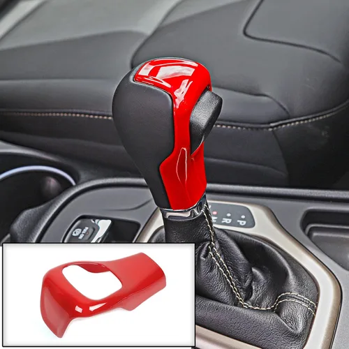 Vista 8 de JeCar Cubierta de Perilla de Cambio para Jeep Cherokee 2014-2018, Accesorios Interiores de Fibra de Carbono
