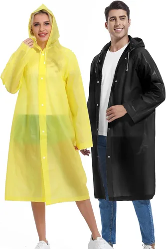 Vista 137 de 2 abrigos de lluvia de Borogo para adultos, chaquetas de lluvia reutilizables para hombres y mujeres