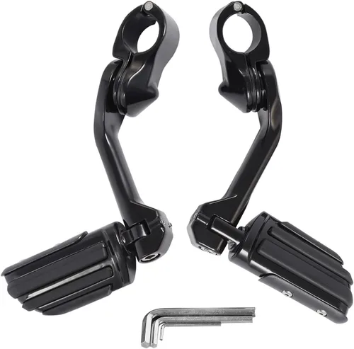 Vista 28 de TCT-MOTORPARTS Estriberas de pie de carretera de montaje largo para Harley Electra Glide, todo con protectores de motor de 1-1/4 pulgadas 1.25 Negro