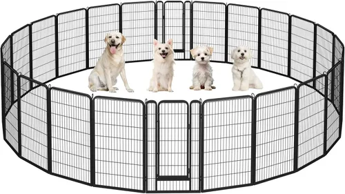 Vista 20 de Yaheetech Corralito para perros, 24 pulgadas, 2 paneles, corral para perros para interiores, resistente, corral de ejercicio para cachorros, valla