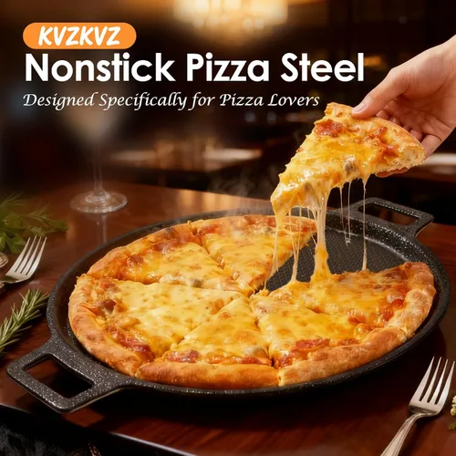 Vista 7 de Acero antiadherente para pizza grabado con láser, sartén para pizza de acero híbrido de 3 capas con núcleo de aluminio, mejor conductividad térmica