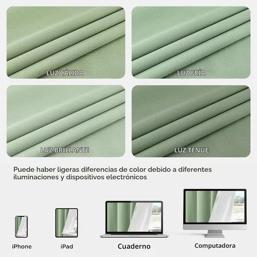 Vista 8 de Joydeco Cortinas opacas de lino para dormitorio, con ojales de 90 pulgadas de largo, cortinas resistentes para sala de estar, cortinas con Verde