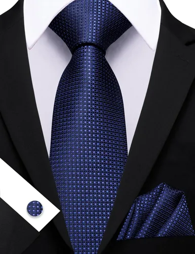 Vista 110 de Barry.Wang Corbatas de seda para hombre, diseño de lunares, gemelos cuadrados de bolsillo, gemelos para negocios, boda