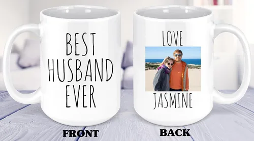 Vista 3 de Taza personalizada para marido, taza de fotos personalizada de esposa, taza de aniversario para él, regalo del día del padre
