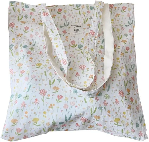 Vista 51 de Floral Canvas Tote Bag Double-Sided Printed Cloth Cotton Tote Floral Shoulder Bags for Beach Travel Shopping Grocery