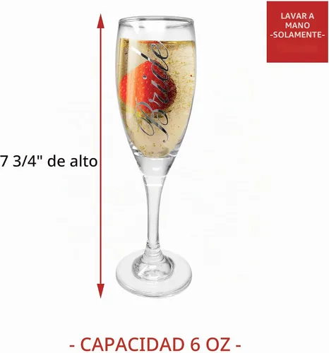 Vista 5 de BANBERRY DESIGNS Juego de 2 copas de champán para novia y novio, copas plateadas para brindis de boda de 6 onzas, elegantes copas de champán