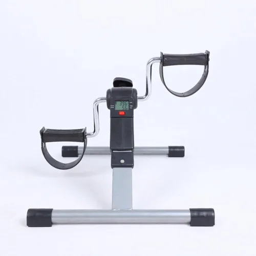 Vista 2 de Ejercitador de pedal de pie y pierna de brazo de EE. UU. Plegable debajo del escritorio Bicicleta estática (gris)