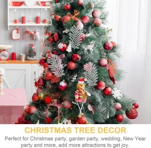 Vista 5 de GANAZONO Púas artificiales para árbol de Navidad, 6 piezas de cola plateada, cola de fénix única para manualidades decorativas