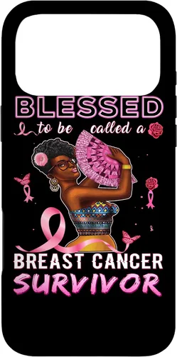 Vista 22 de iPhone 13 Pro Max Camisas afroamericanas contra el cáncer de mama para mujeres Blessed Survivor Case