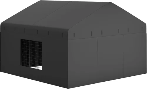 Vista 8 de Perrera para Perros de Exterior de 118" x 118" de Acero Ideal Cerca para Perros Medianos/Pequeños Revestimiento Anti-Óxido Jaula con Techo